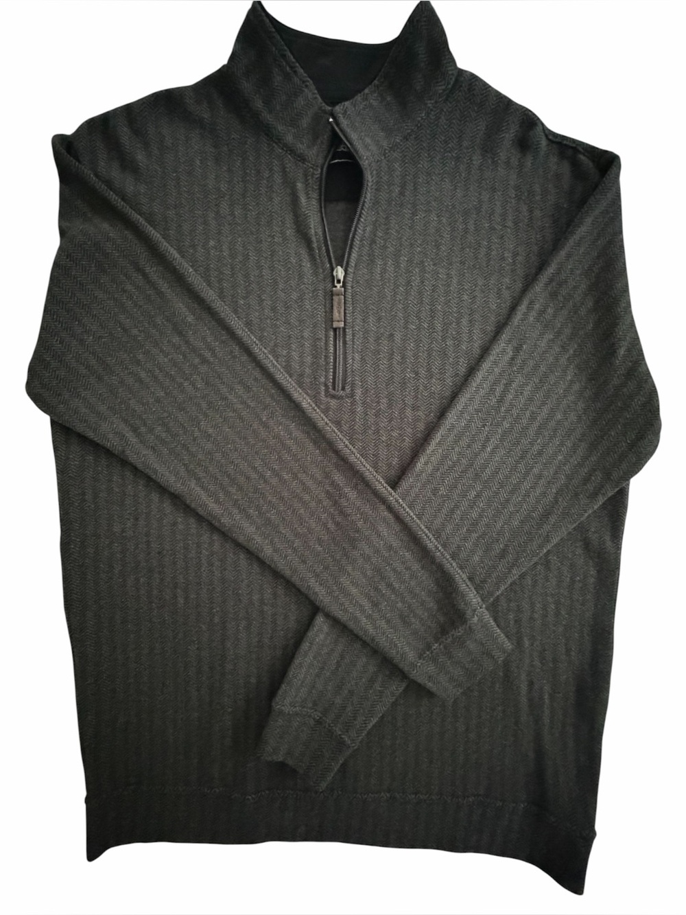 Straight Down Men's Quarter Cotton Zip Pullover Charcoal Sweater